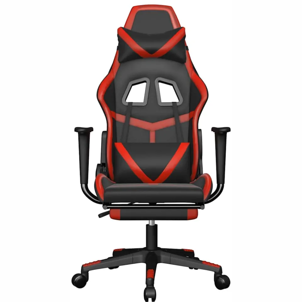 vidaXL Gamestoel met voetensteun kunstleer zwart en rood