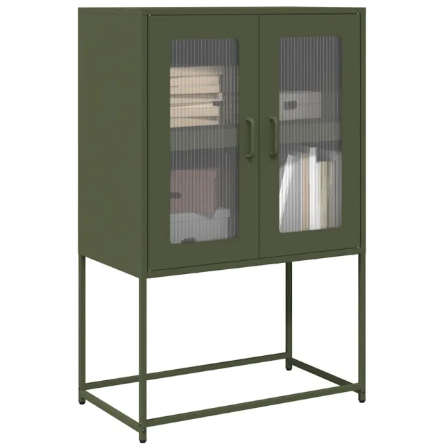 vidaXL Hoge kast 68x39x107 cm staal olijfgroen