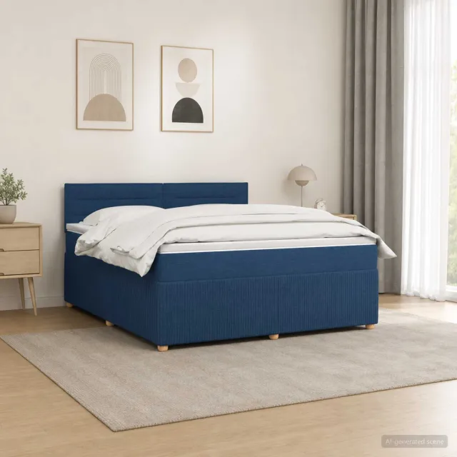 vidaXL Boxspringbed met matras met hoofdeinde Blauw 140 x 200 cm Stof