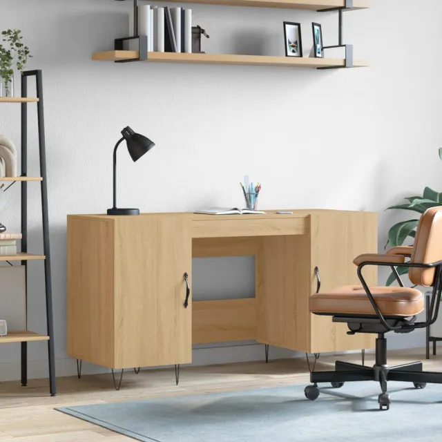 vidaXL Bureau 140x50x75 cm bewerkt hout sonoma eikenkleurig, foto 2