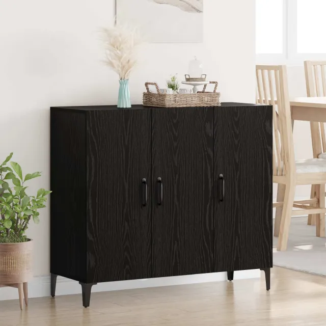 vidaXL Dressoir Zwart eiken 34 x 90 x 80 cm Bewerkt hout