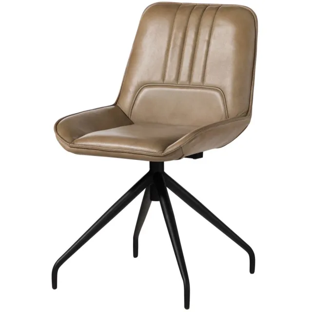 MASSIVMOEBEL24 .DE gestoffeerde stoel beige echt leer gemonteerd IRON LABEL #610