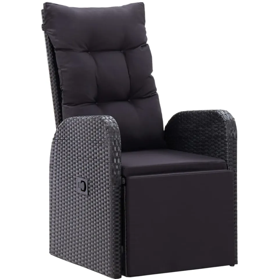 vidaXL 11-delige Tuinset met kussens poly rattan zwart