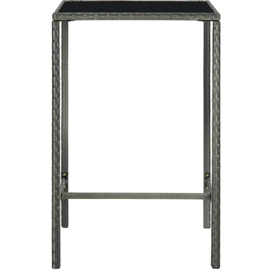vidaXL Tuinbartafel 70x70x110 cm poly rattan en glas grijs