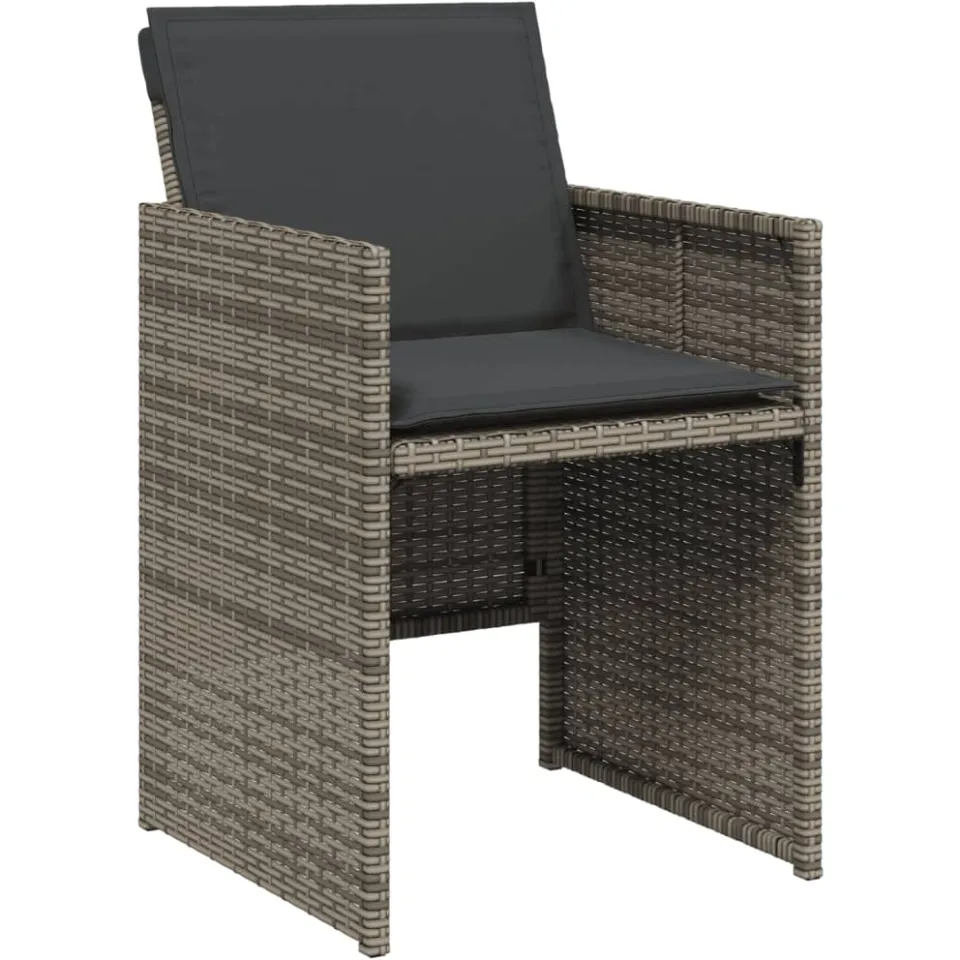vidaXL 5-delige Tuinset met kussens poly rattan grijs