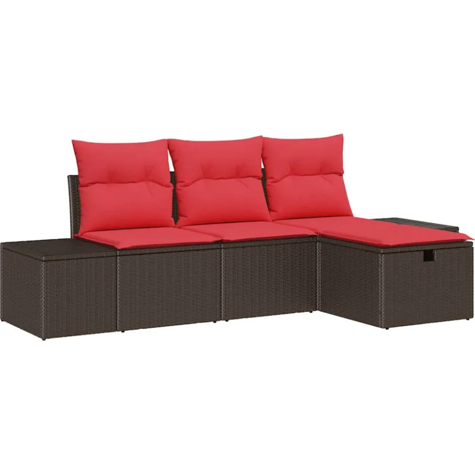 vidaXL Tuin Sofa Set 4 st poly rattan Grijs