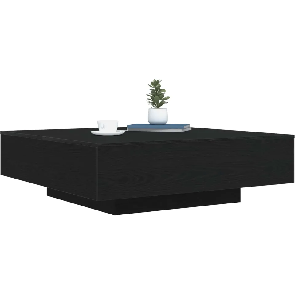 vidaXL Salontafel met LED Stripverlichting Zwart eiken Bewerkt hout