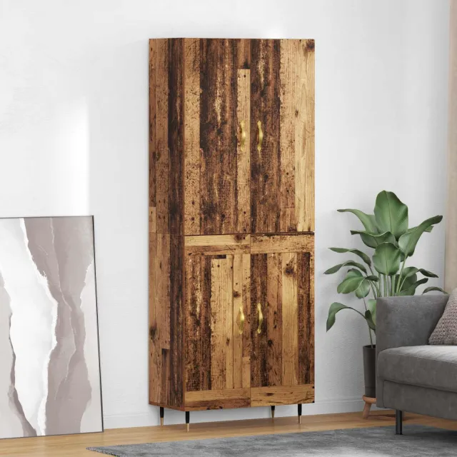 vidaXL Highboard Oud Hout 69,5 x 34 x 180 cm Bewerkt hout bruin, foto 2