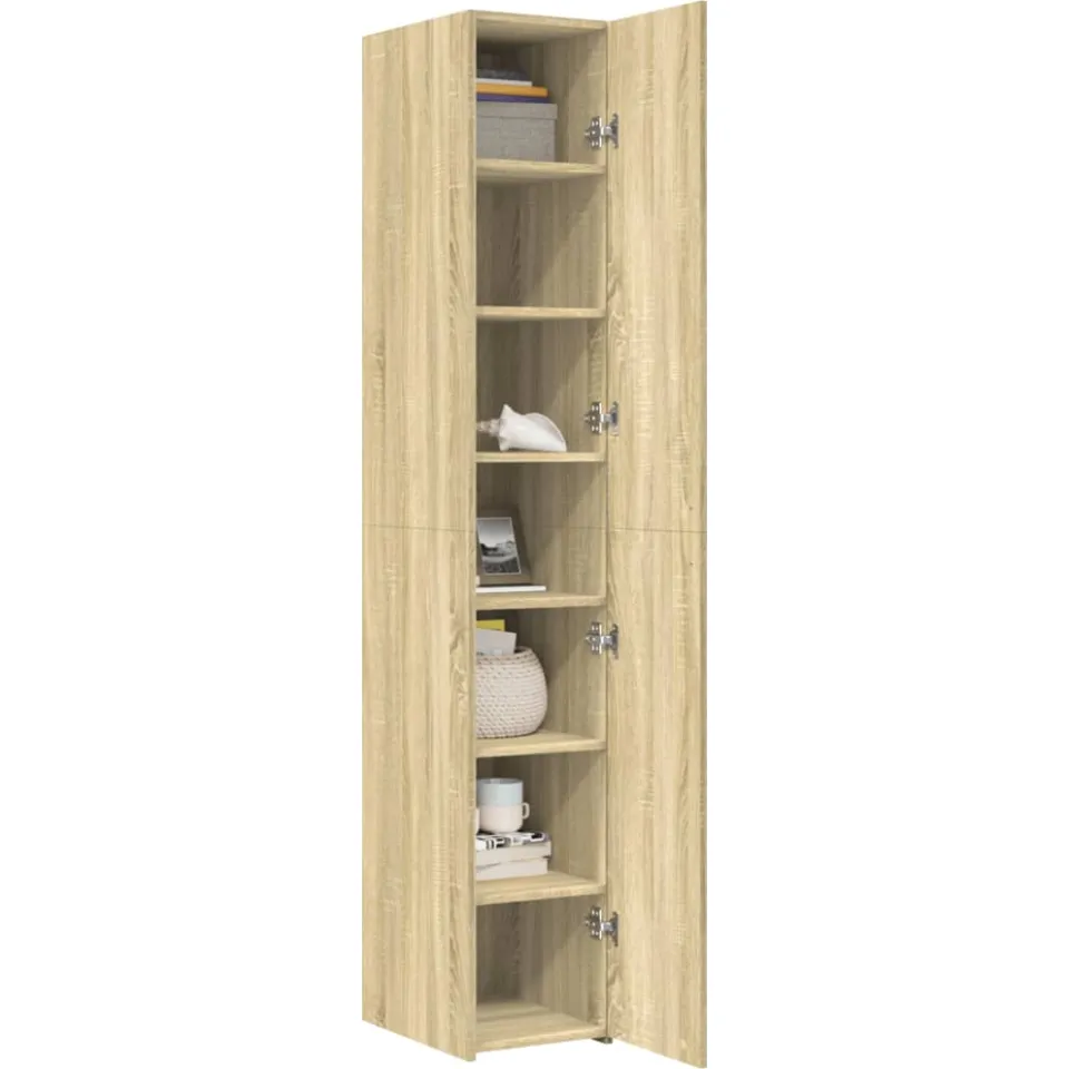 vidaXL Hoge kast 30x42,5x185 cm bewerkt hout sonoma eikenkleurig Bruin