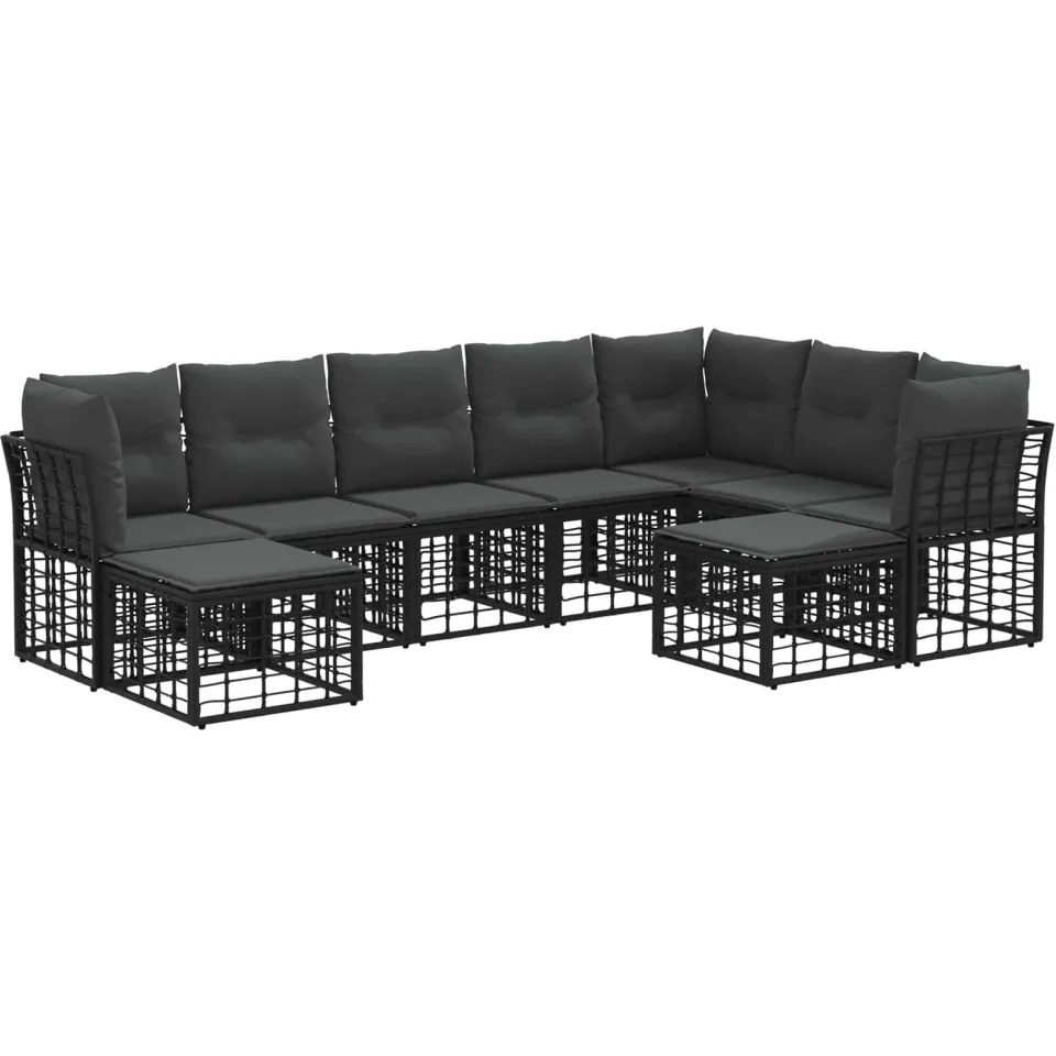 vidaXL Buiten bankenset Zwart en Donkergrijs Polyester