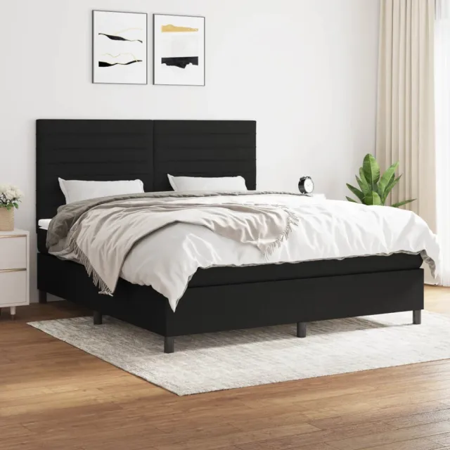 vidaXL Boxspring met matras stof zwart 160x200 cm