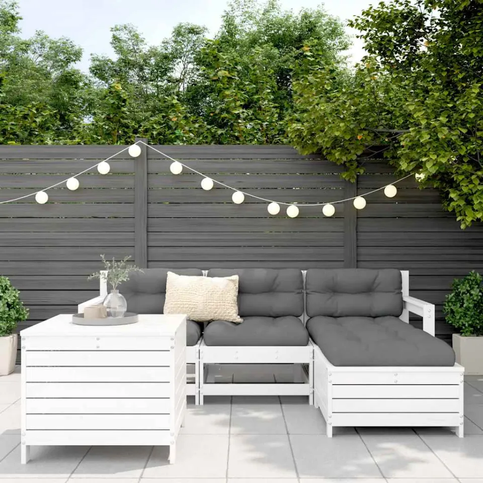 vidaXL 5-delige Loungeset massief grenenhout wit, foto 2