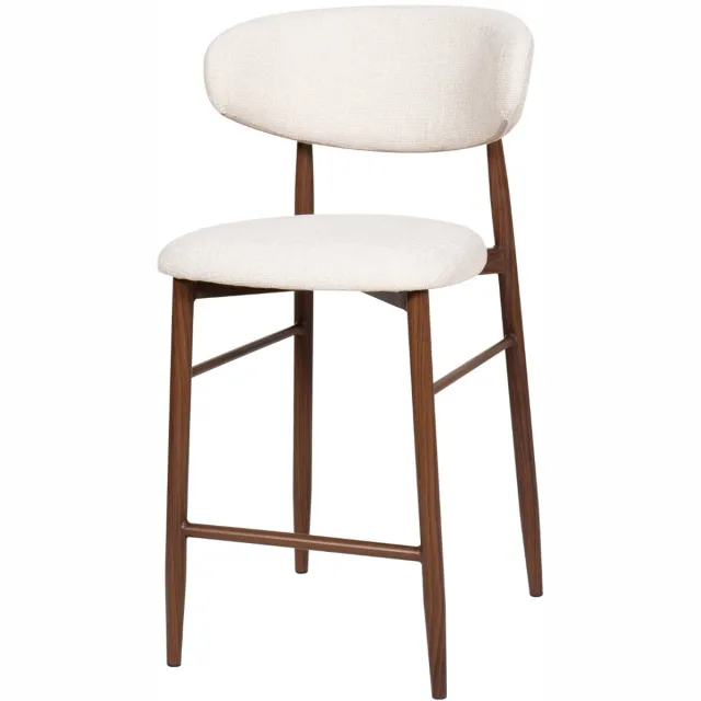 Giga Meubel Barstoel Alexia - Beige Stof - Walnoot Onderstel - Zithoogte 75 cm - Set van 2
