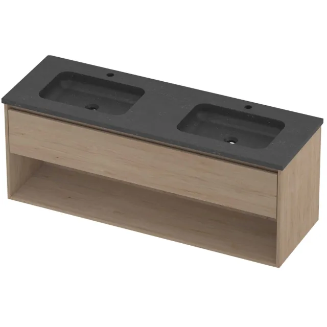 Proline Rollo Badmeubelset Hardsteen Elegant Schap 140x46x54 cm Blue Stone Ideal Oak Eiken