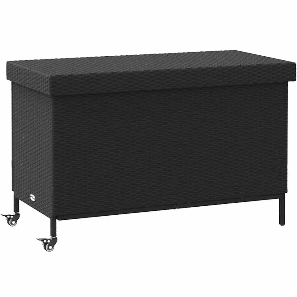 vidaXL Tuinbox met wielen 110x55x73 cm poly rattan zwart, foto 3