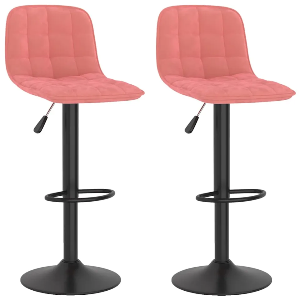 vidaXL Barkrukken 2 st fluweel roze, foto 3