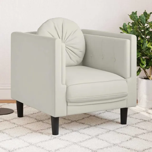vidaXL Fauteuil met kussen fluweel crèmekleurig