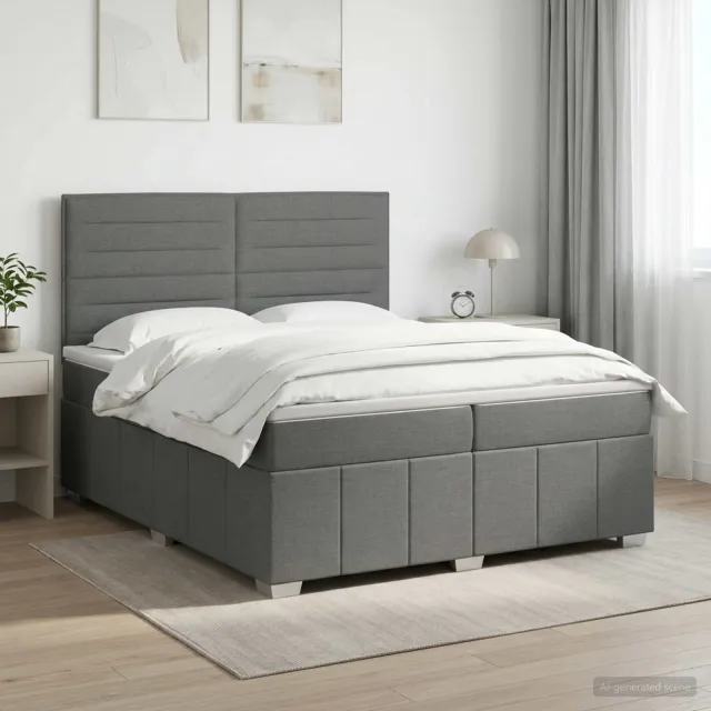 vidaXL Boxspringbed met matras Donkergrijs 200 x 200 cm Stof