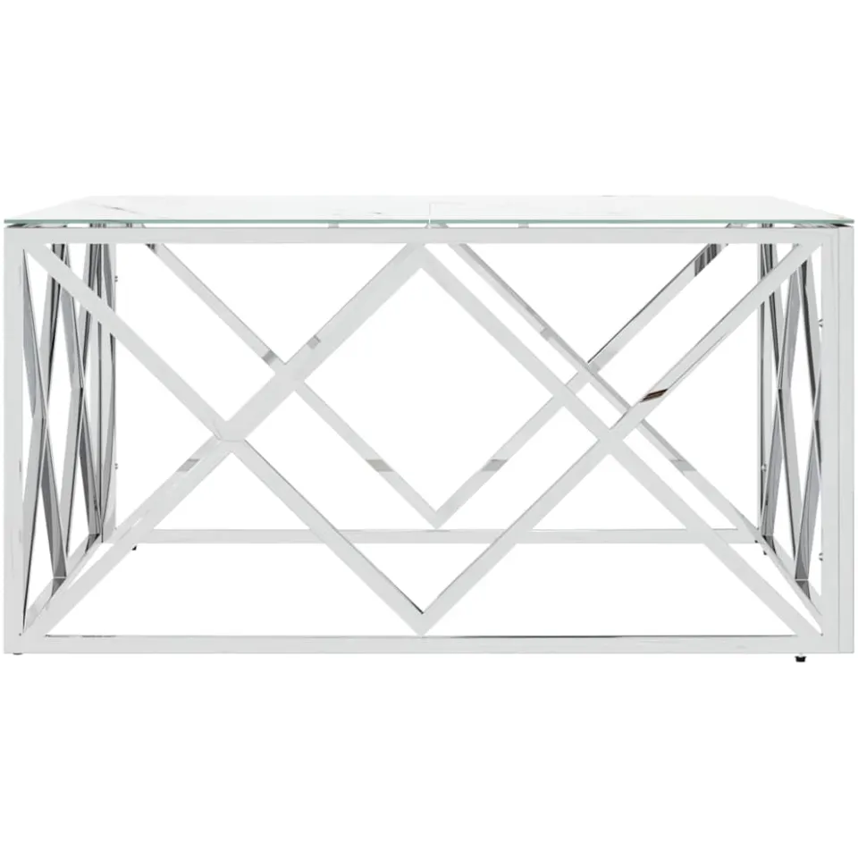 vidaXL Salontafel 80x80x40 cm roestvrij staal en glas zilverkleurig, foto 4