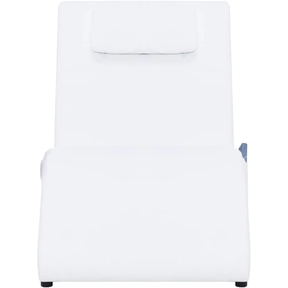 vidaXL Massage chaise longue met kussen kunstleer wit, foto 3