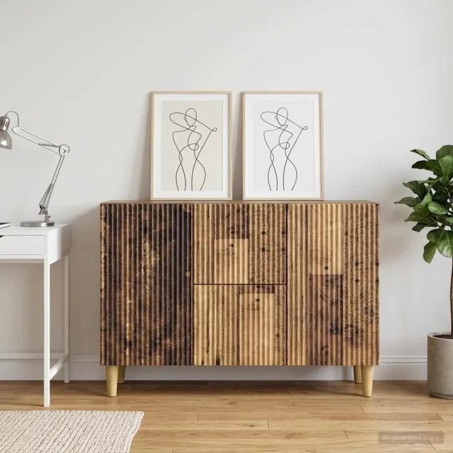 vidaXL Dressoir Oud hout 89 x 34,5 x 60 cm Bewerkt hout Bruin