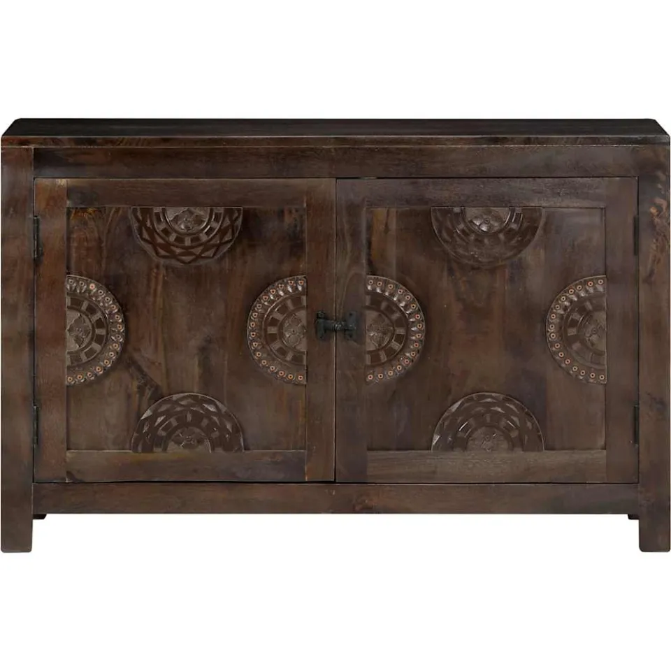 vidaXL Dressoir met gesneden ontwerp 110x35x70 cm massief mangohout bruin, foto 2