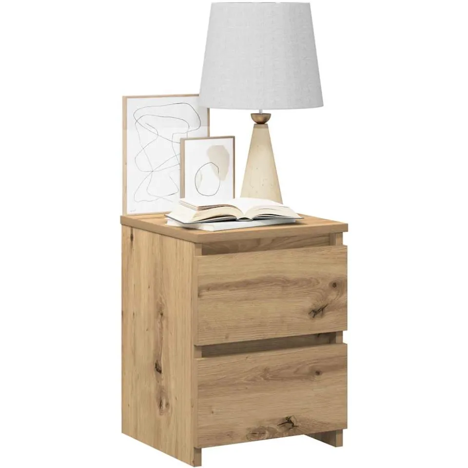 vidaXL Nachtkastjes 2 st 30x30x40cm bewerkt hout artisanaal eikenkleur, foto 2