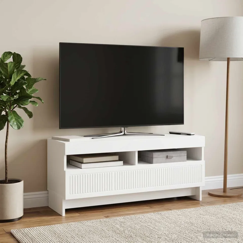 vidaXL LED tv-meubel EDE 100 x 35 x 43 cm Wit Bewerkt hout, foto 4