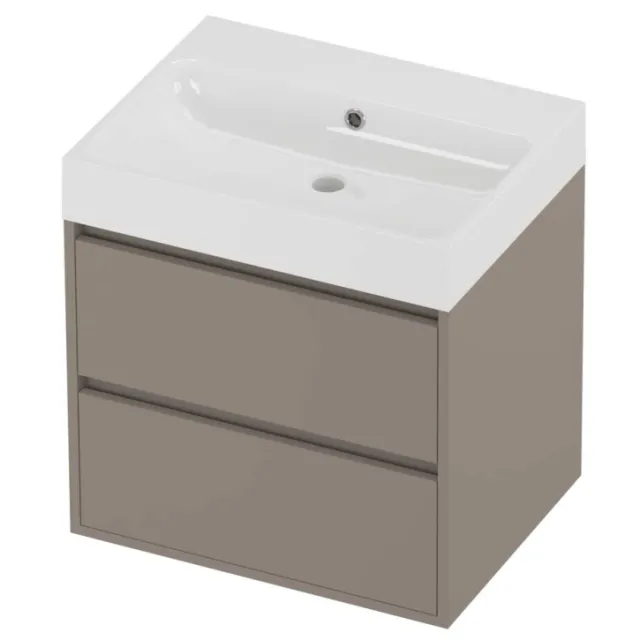 Proline Podium Badmeubelset Polystone Loft 60x46x62 cm Glans Wit Clay Beige
