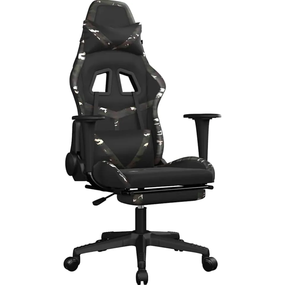 vidaXL Gamestoel met voetensteun kunstleer zwart en camouflage, foto 3