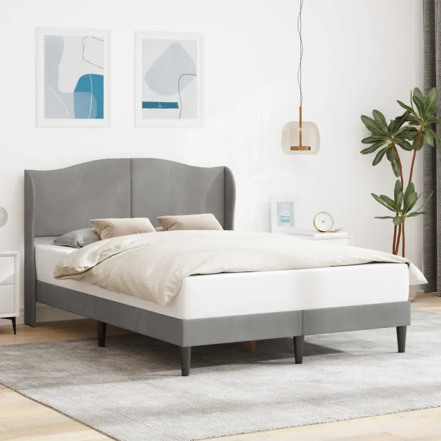 vidaXL Bedframe met hoofdeinde Lichtgrijs 120 x 200 cm Fluweel
