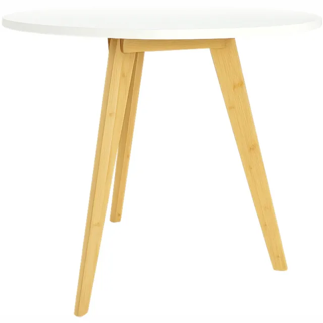 BEGRYF Bijzettafel - rond - wit MDF blad - bamboe poten - 56x56x56 cm