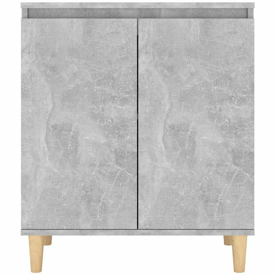 vidaXL Dressoir met houten poten 60x35x70 cm bewerkt hout betongrijs grijs, foto 4
