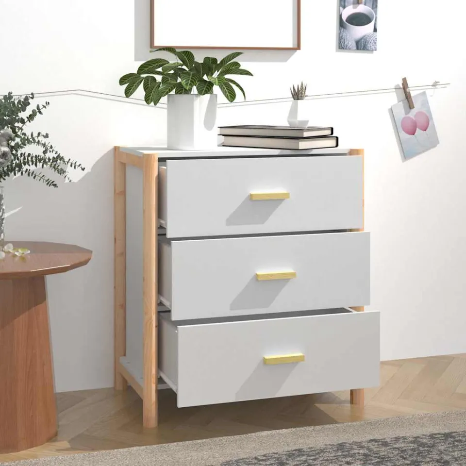 vidaXL Dressoir 62x38x70 cm bewerkt hout wit, foto 3