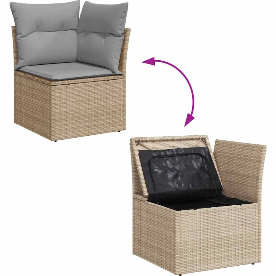vidaXL Tuinbankenset 8 st Beige en Licht Grijs poly rattan