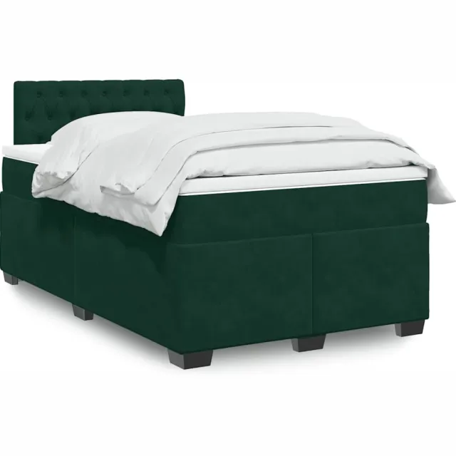 vidaXL Boxspring met matras fluweel donkergroen 120x200 cm groen