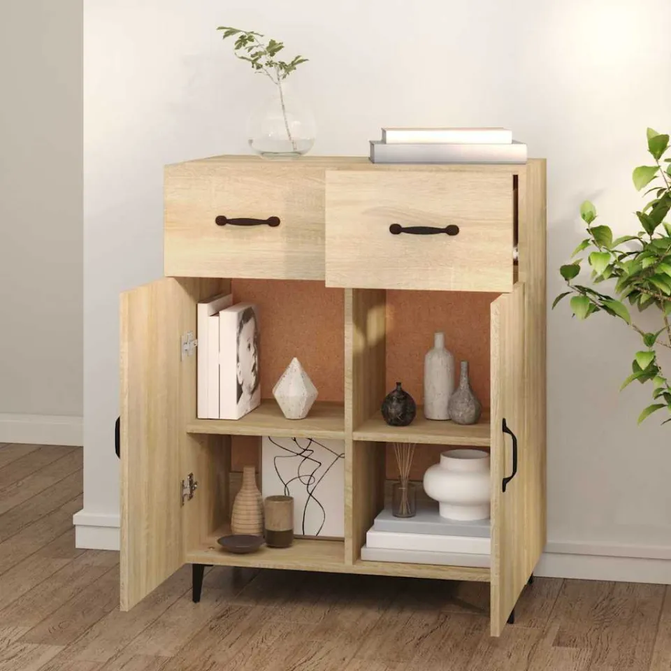 vidaXL Dressoir 69,5x34x90 cm bewerkt hout sonoma eikenkleurig, foto 3