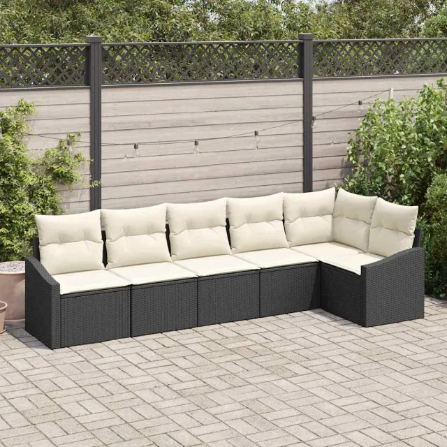 vidaXL Bankstel 6 st Zwart poly rattan, foto 2
