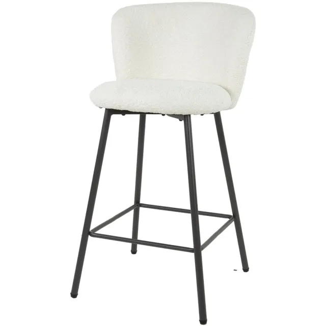 Giga Living Giga Meubel Barstoel Curve - Wit Bouclé
