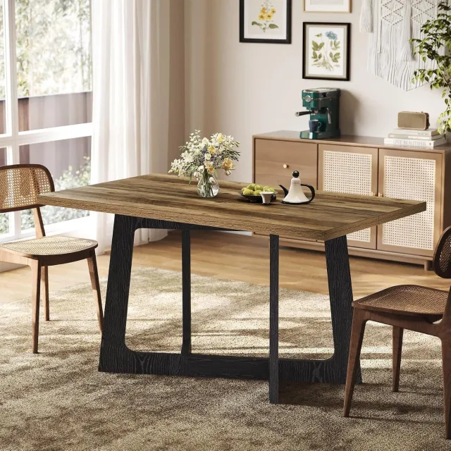 Tribesigns Eettafel voor 2-4 personen -120 x 80 x 75 cm - Industrieel kleine keukentafel - Houten Eettafel voor Eetkamer - Bruin