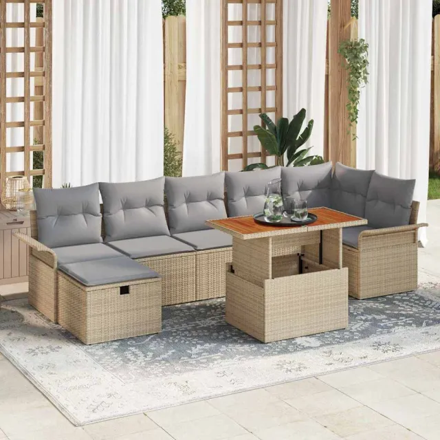 vidaXL Tuin Sofa Set 8 st Beige poly rattan, foto 2