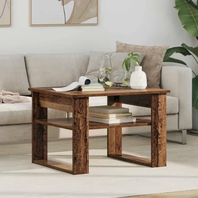 vidaXL Salontafel Oudhout 64 x 54 x 44 cm Bewerkt hout bruin, foto 2