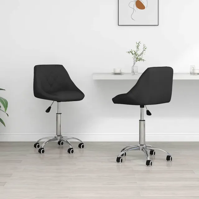 vidaXL Eetkamerstoelen draaibaar 2 st kunstleer zwart, foto 2