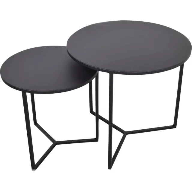 LOFT42 Dulon Set Bijzettafels Rond - Zwart - Ø49x46