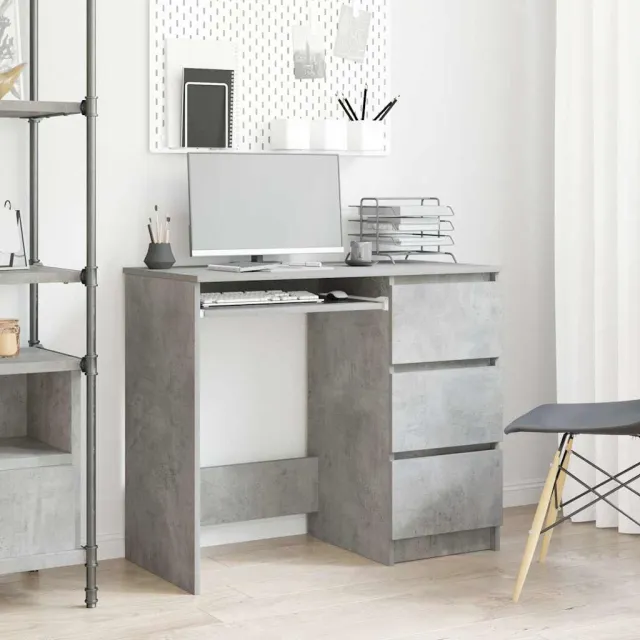 vidaXL Bureau 90x45x76 cm bewerkt hout betongrijs grijs, foto 2