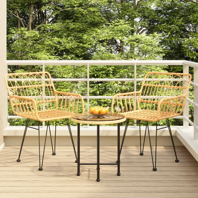 vidaXL 3-delige Tuinset poly rattan bruin, foto 2