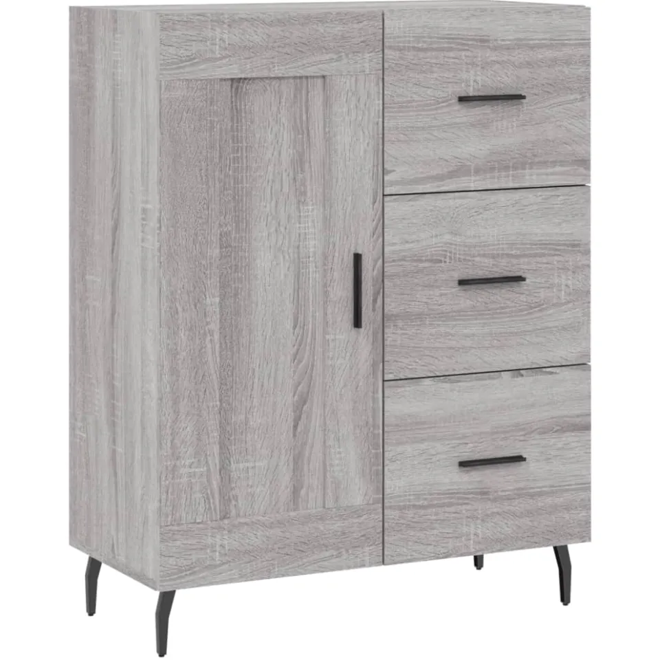 vidaXL Dressoir 69,5x34x90 cm bewerkt hout grijs sonoma eikenkleurig, foto 3