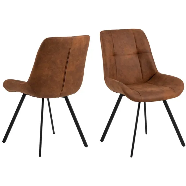 Giga Living Eetkamerstoel Zundra - Bruin Stof - Zithoogte 47cm - Set van 2 Camel