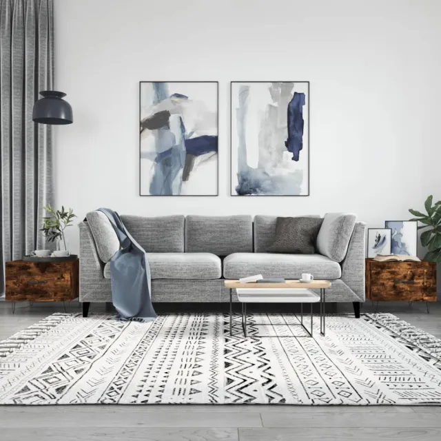 vidaXL Salontafels 2 st 50x50x40 cm bewerkt hout gerookt eikenkleurig, foto 2