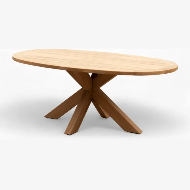Belito Tuinmeubelen Belito® Teak ovale tuintafel 200 cm - Kruispoot - Weerbestendig - Teakhout Bruin